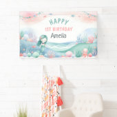 海の下の最初の誕生日お祝いマーメイド 横断幕 (インサイチュ)