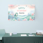 海の下の最初の誕生日お祝いマーメイド 横断幕 (トレードショー)