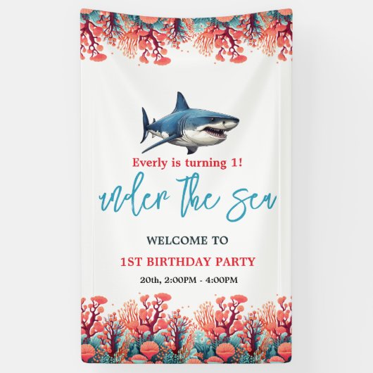 海の下の最初の誕生日パーティー 横断幕 (縦)