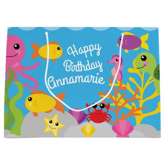 海の下の最初の誕生日抱き枕 ラージペーパーバッグ (正面)