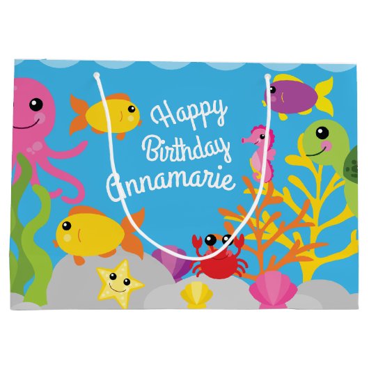 海の下の最初の誕生日抱き枕 ラージペーパーバッグ (裏面)