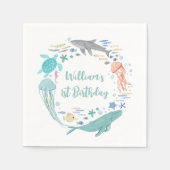 海の下の最初の誕生日 スタンダードカクテルナプキン (正面)