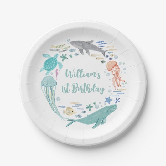 海の下の最初の誕生日 ペーパープレート (正面)