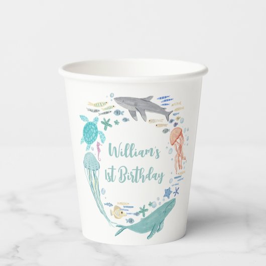 海の下の最初の誕生日 紙コップ (裏面)