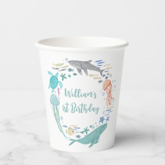 海の下の最初の誕生日 紙コップ (正面)