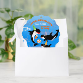 海の下の最初の誕生日orca whale baby girl オーナメントカード