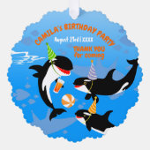 海の下の最初の誕生日orca whale baby girl オーナメントカード (正面)