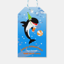 海の下の最初の誕生日orca whale baby girl ギフトタグ
