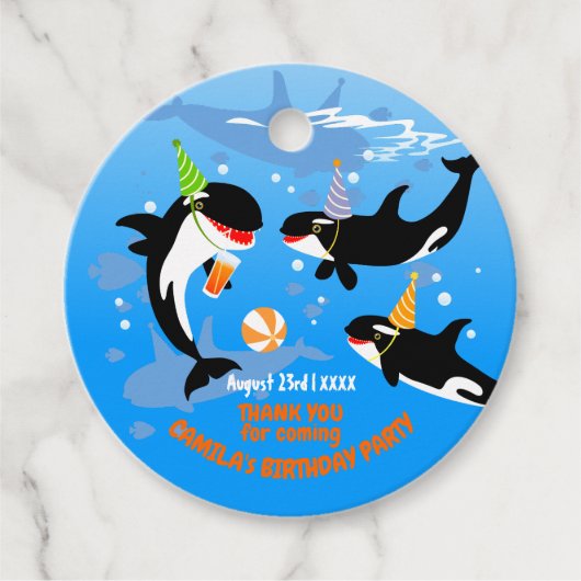 海の下の最初の誕生日orca whale baby girl フェイバータグ (正面)