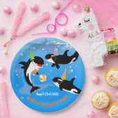 海の下の最初の誕生日orca whale baby girl ペーパープレート (パーティー)