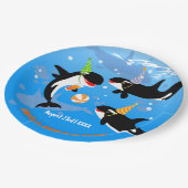海の下の最初の誕生日orca whale baby girl ペーパープレート (アングル)