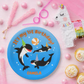 海の下の最初の誕生日orca whale baby girl ペーパープレート (パーティー)