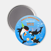 海の下の最初の誕生日orca whale baby girl マグネット (正面/裏面)