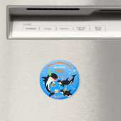 海の下の最初の誕生日orca whale baby girl マグネット (インサイチュ (食洗機))