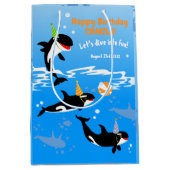 海の下の最初の誕生日orca whale baby girl ミディアムペーパーバッグ (正面)