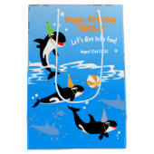 海の下の最初の誕生日orca whale baby girl ミディアムペーパーバッグ (裏面)