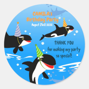 海の下の最初の誕生日orca whale baby girl ラウンドシール