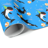 海の下の最初の誕生日orca whale baby girl ラッピングペーパー (ロールコーナー)