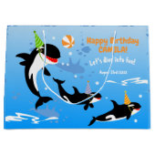 海の下の最初の誕生日orca whale baby girl ラージペーパーバッグ (正面)