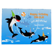海の下の最初の誕生日orca whale baby girl ラージペーパーバッグ (裏面)