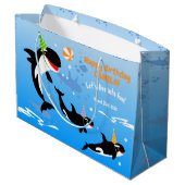 海の下の最初の誕生日orca whale baby girl ラージペーパーバッグ (裏面アングル)