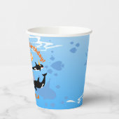 海の下の最初の誕生日orca whale baby girl 紙コップ (左)