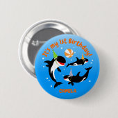海の下の最初の誕生日orca whale baby girl 缶バッジ (正面&裏面)