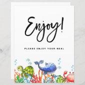 海の下の水の色あなたの楽しむ食事の看板 (正面/裏面)