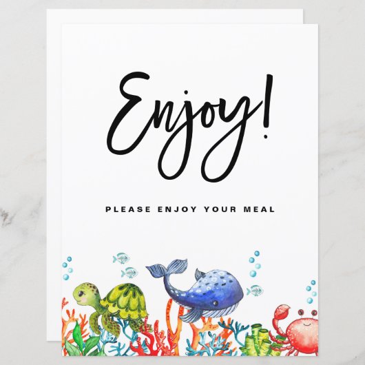 海の下の水の色あなたの楽しむ食事の看板 (正面/裏面)