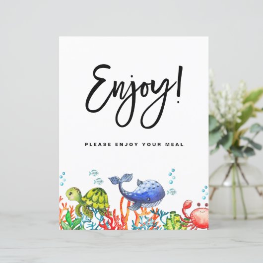 海の下の水の色あなたの楽しむ食事の看板 (スタンド正面)