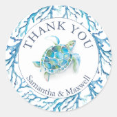 海の下の水の色ありがとうシール ラウンドシール (正面)