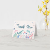 海の下の水の色の赤ちゃんシャワーありがとう カード (黄色い花)