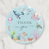 海の下の水の色の赤ちゃんシャワーありがとう フェイバータグ (裏面)