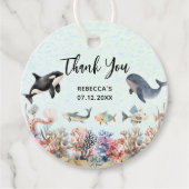 海の下の水の色サンキューベビーシャワー フェイバータグ (正面)