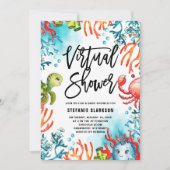 海の下の水の色バーチャルベビーシャワー 招待状 (正面)