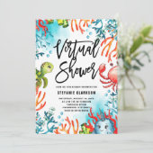 海の下の水の色バーチャルベビーシャワー 招待状 (スタンド正面)