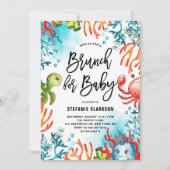 海の下の水の色ベビーシャワーブランチ 招待状 (正面)