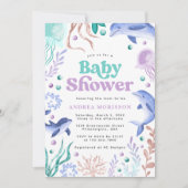 海の下の水の色海レトロベビーシャワー 招待状 (正面)
