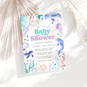 海の下の水の色海レトロベビーシャワー 招待状