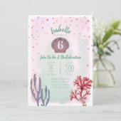 海の下の水彩コンフェッティサンゴの誕生日 招待状 (スタンド正面)