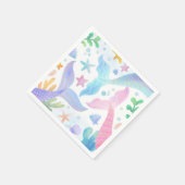 海の下の水彩人魚の尾パーティー スタンダードカクテルナプキン (角)