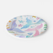 海の下の水彩人魚の尾パーティー ペーパープレート (アングル)