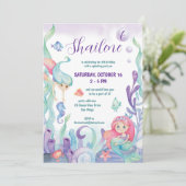 海の下の水彩人魚の誕生日パーティー 招待状 (スタンド正面)