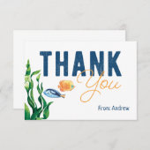 海の下の水彩感謝カード サンキューカード (正面/裏面)