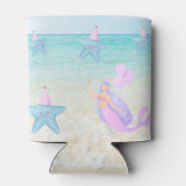海の下の水彩海洋子供パーティーの人魚 缶クーラー (裏面)