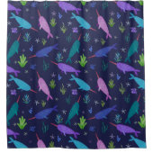 海の下の水彩画の金ゴールド シャワーカーテン (正面)