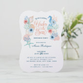 海の下の水彩貝殻のキンセアニエラ 招待状 (スタンド正面)