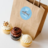 海の下の水彩青いサメ海 ラウンドシール