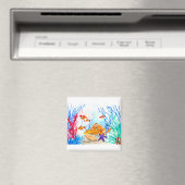 海の下の水彩魚オーシャン沿岸海 マグネット (インサイチュ (食洗機))