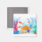 海の下の水彩魚オーシャン・コースト・シー マグネット (正面/裏面)